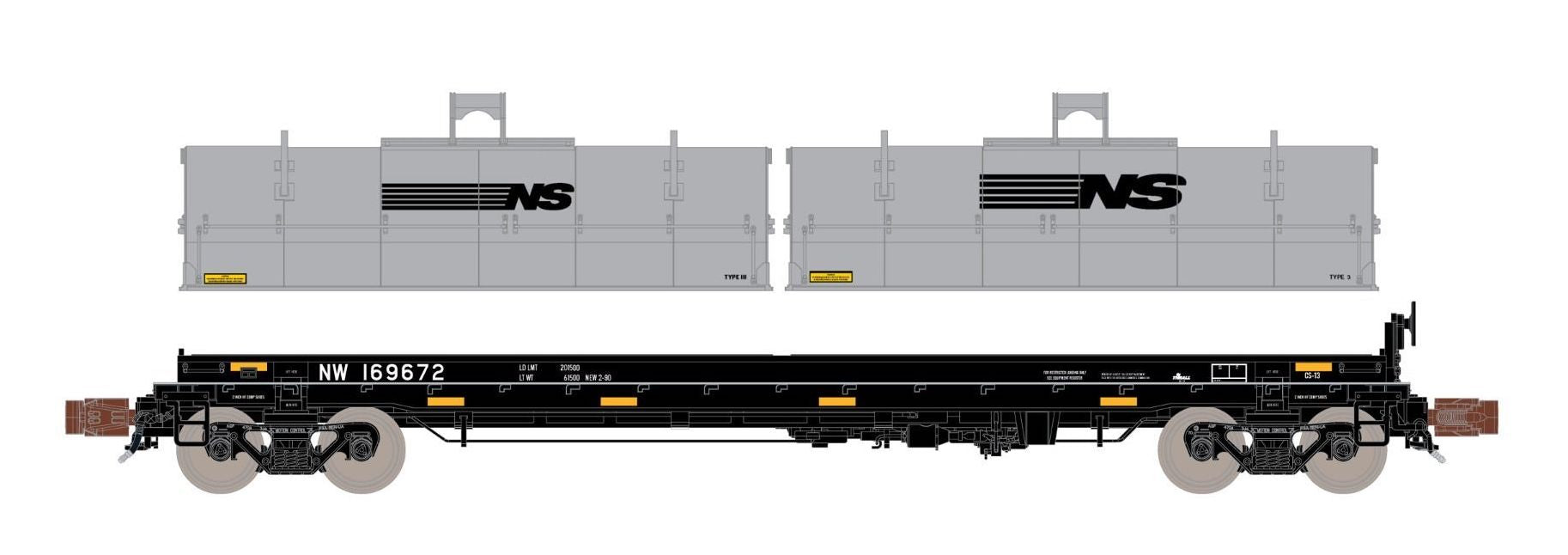 ScaleTrains Rivet 38509 HO Scale Thrall 48' Coil Steel Car "Mismatched" Norfolk Southern NS 169672