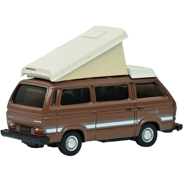Schuco 452660600 HO Scale (1:87) VW T3b Camper Bus - Brown with Pop Top Roof