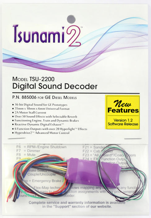Soundtraxx 884007 TSU-2200 Tsunami 2 Steam-2 Locomotives [Hardwire DCC & Sound