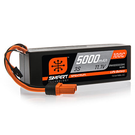 Spektrum 5000mAh 3S 11.1V 100C SMART Hardcase LiPo Battery with IC5/EC5 ConnectorSpektrum 5000mAh 3S 11.1V 100C SMART Hardcase LiPo Battery with IC5/EC5 Connector