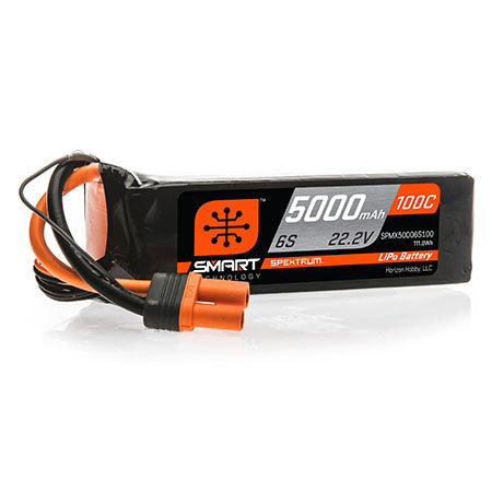 Spektrum SPMX50006S100 5000mAh 6S 22.2V 100C SMART LiPo Battery with IC5/EC5