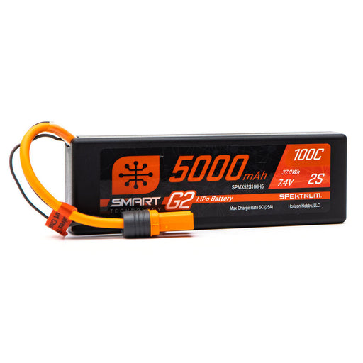Spektrum SPMX52S100H5 5000mAh 2S 7.4V 1000C SMART G2 LiPo Battery with IC5/EC5