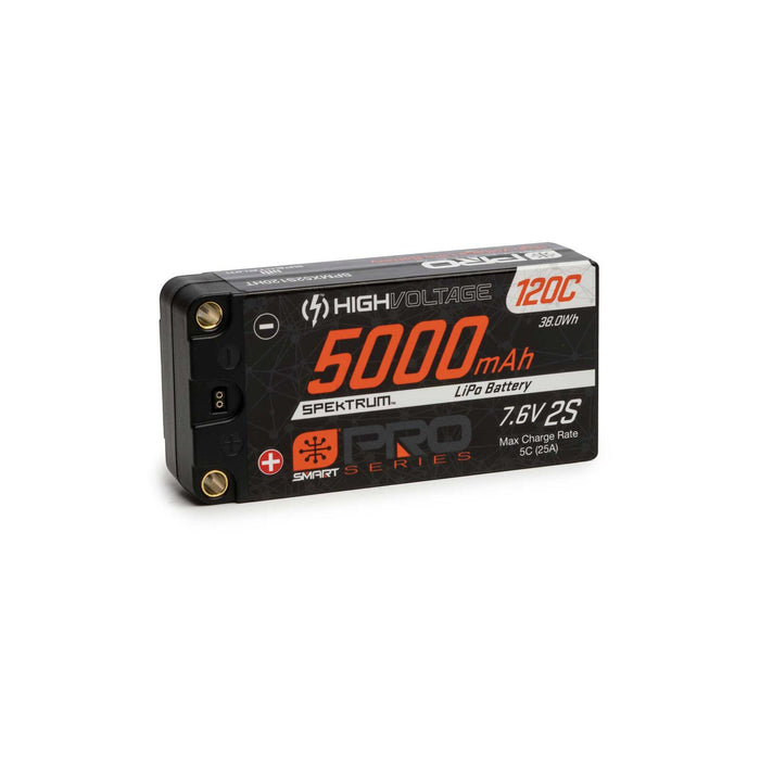 Spektrum SPMX52S120HT 5000mAh 7.6V SMART Pro Race HV 120C Hardcase LiPo Battery with 5mm Ports
