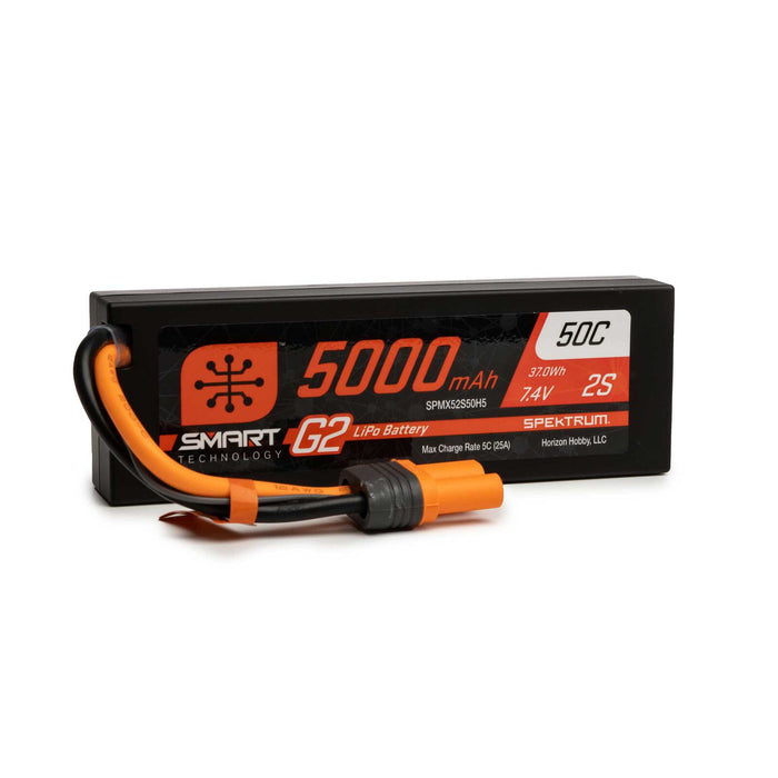 Spektrum SPMX52S50H5 5000mAh 2S 7.4V 50C SMART G2 LiPo Battery with IC5/EC5