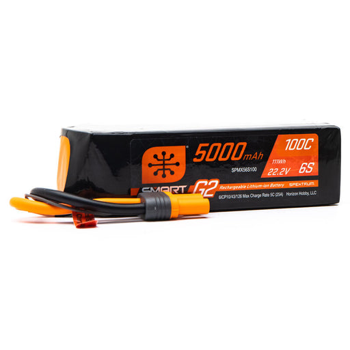 Spektrum SPMX56S100 5000mAh 6S 22.2V 100C SMART G2 LiPo Battery with IC5/EC5