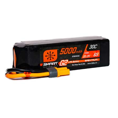 Spektrum SPMX56S30 5000mAh 6S 22.2V 30C SMART G2 LiPo Battery with IC5/EC5