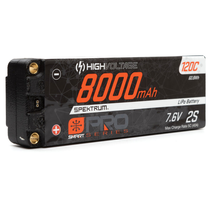 Spektrum SPMX82S120HT 8000mAh 7.6V SMART Pro Race HV 120C Hardcase LiPo Battery with 5mm Ports