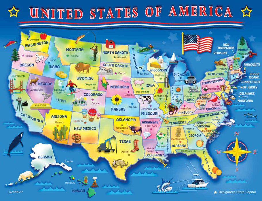 Springbok 33-30506 USA Map Kid's 60 Piece Puzzle