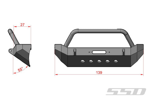 SSD RC 0012 Aluminum TRX4 / SCX10 II Rock Shield Front Bumper
