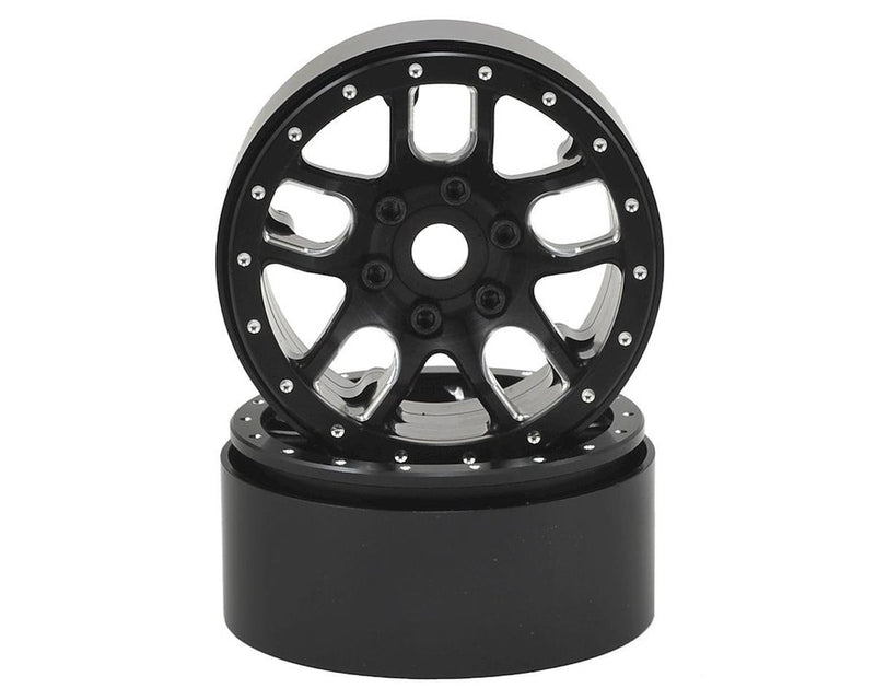 SSD RC 00142 Black Double Time 1.9" Aluminum Beadlock Crawler Wheels 1 Pair