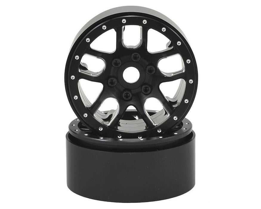 SSD RC 00142 Black Double Time 1.9" Aluminum Beadlock Crawler Wheels 1 Pair