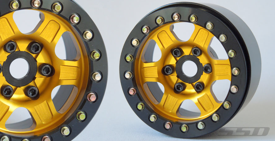 SSD RC 382 Gold Challenger 1.9" Aluminum Beadlock Crawler Wheels 1 Pair