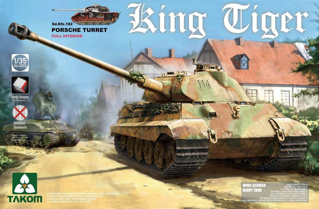 TAKOM 1/35 WWII German King Tiger SdKfz 182 Tank with Full Interior