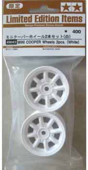 Tamiya 49043 White Mini Cooper Wheels for M-03 and M-05 Chassis Vehicles 1 Pair