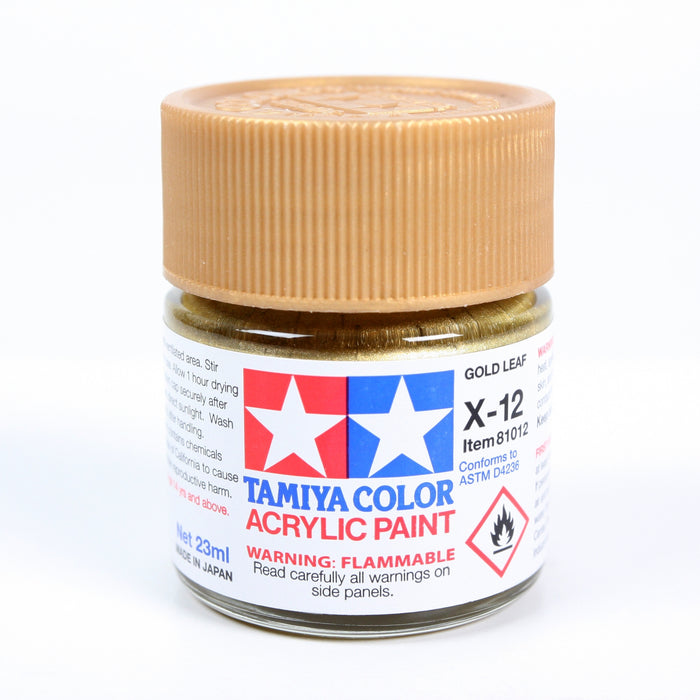 Tamiya 81012 Acrylic X-12 Gloss Gold Leaf 23ml (3/4oz)