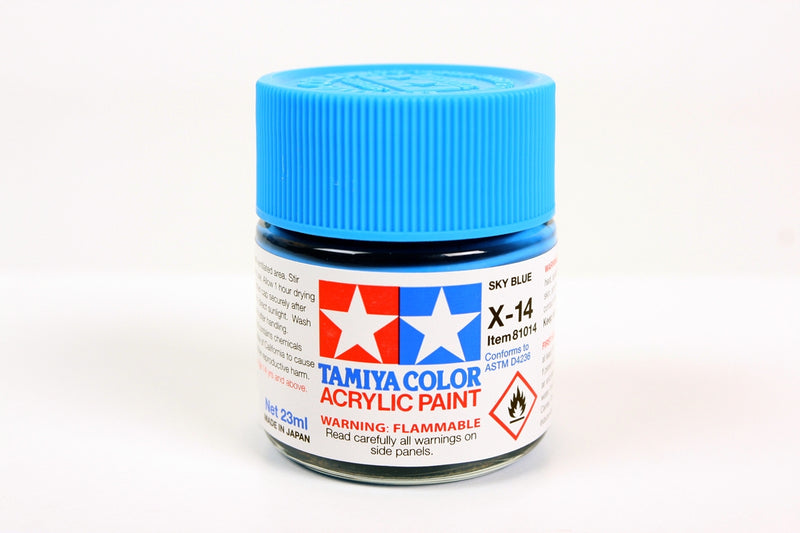 Tamiya 81014 Acrylic Model Paint X-14 Gloss Sky Blue 23ml (3/4oz)