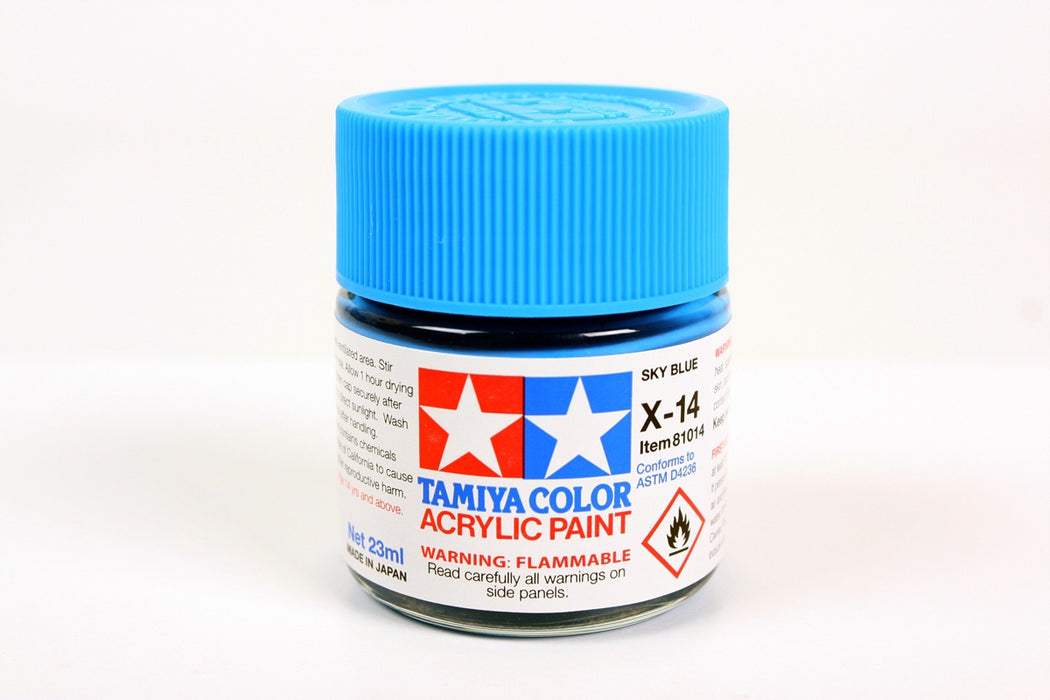 Tamiya 81014 Acrylic Model Paint X14 Gloss Sky Blue 23ml (3/4oz