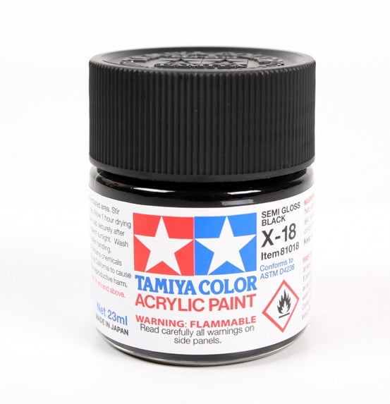 Tamiya 81018 Acrylic Model Paint X18 Semi Gloss Black 3/4oz