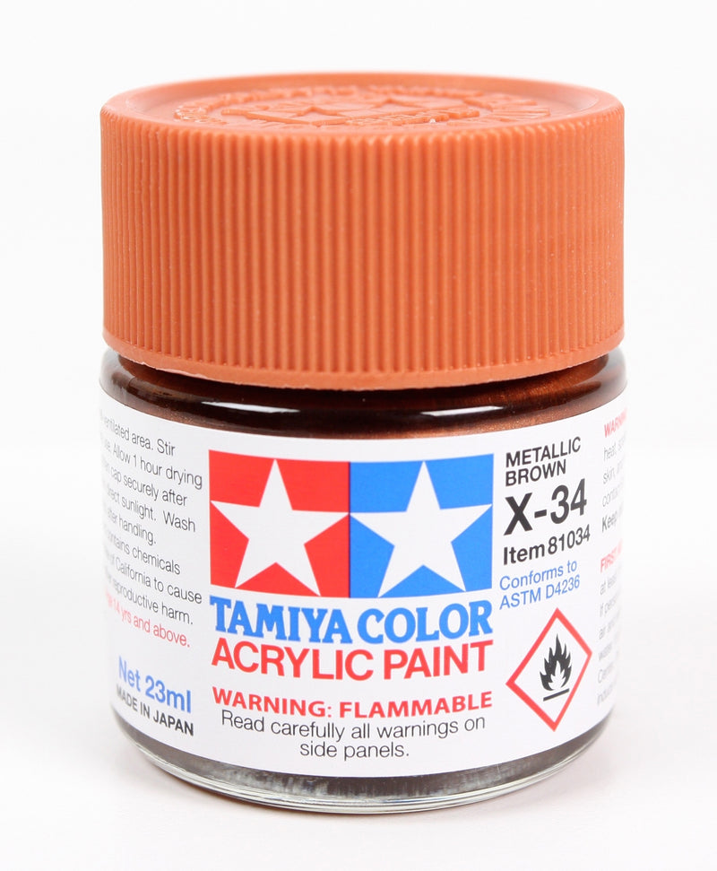 Tamiya 81034 Acrylic Model Paint X-34 Gloss Metallic Brown 23ml (3/4oz)