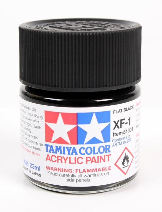 Tamiya 81301 Acrylic Model Paint XF1 Flat Black 3/4oz