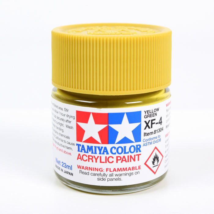 Tamiya 81304 Acrylic Model Paint XF-4 Flat Yellow Green 23ml (3/4oz)