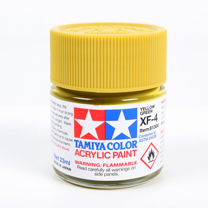 Tamiya 81304 Acrylic Model Paint XF-4 Flat Yellow Green 23ml (3/4oz) —  White Rose Hobbies