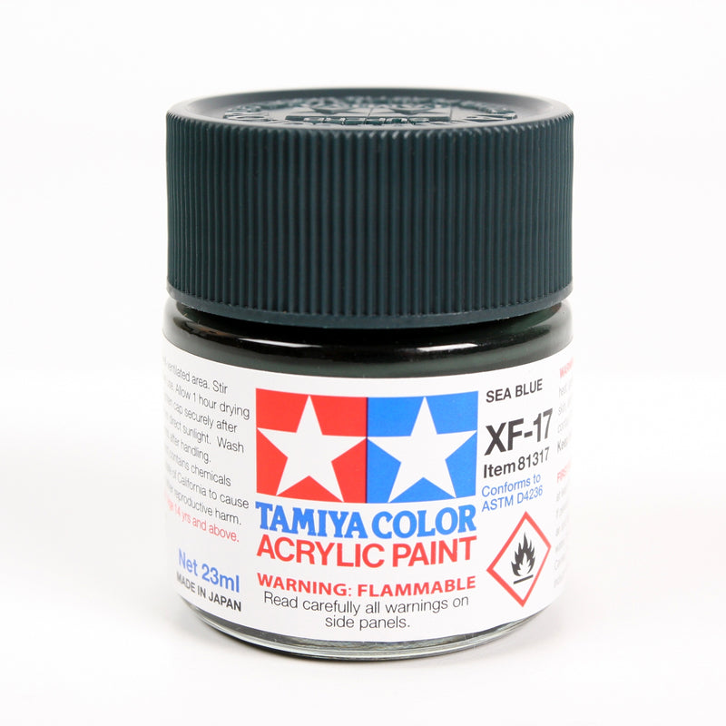 Tamiya 81317 Acrylic Model Paint XF-17 Flat Sea Blue 23ml (3/4oz)