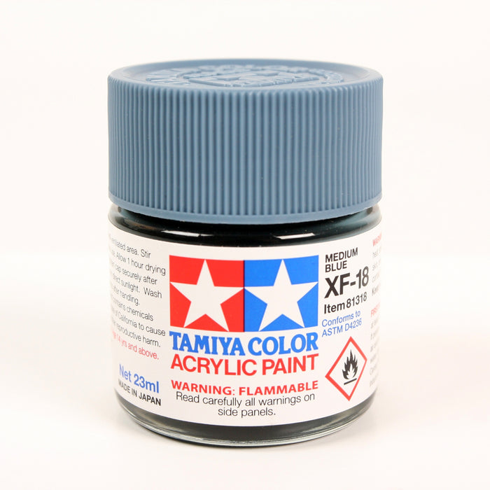 Tamiya 81318 Acrylic Model Paint XF18 Flat Medium Blue 3/4oz