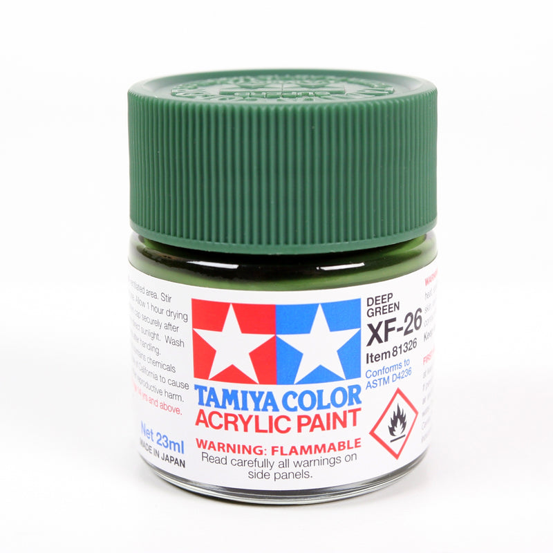 Tamiya 81326 Acrylic Model Paint XF-26 Flat Deep Green 23ml (3/4oz)