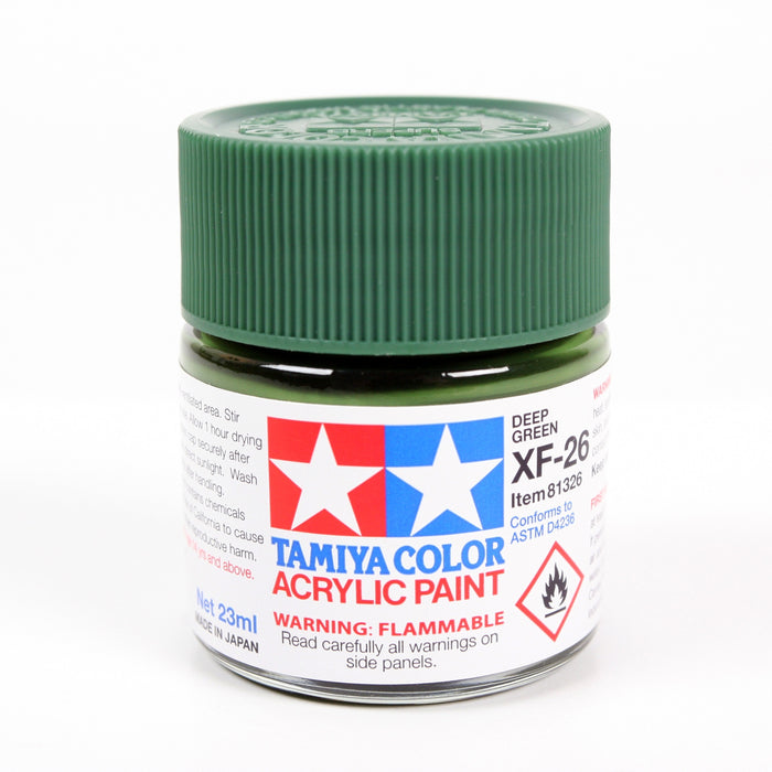 Tamiya 81326 Acrylic Model Paint XF-26 Flat Deep Green 23ml (3/4oz)