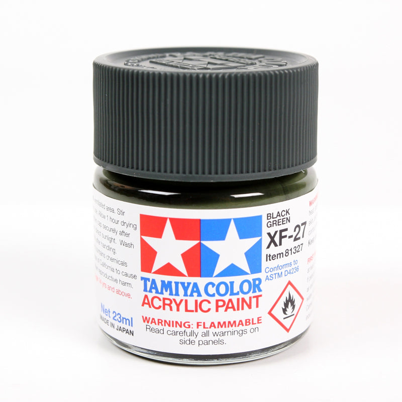Tamiya 81327 Acrylic Model Paint XF-27 Flat Black Green 23ml (3/4oz)