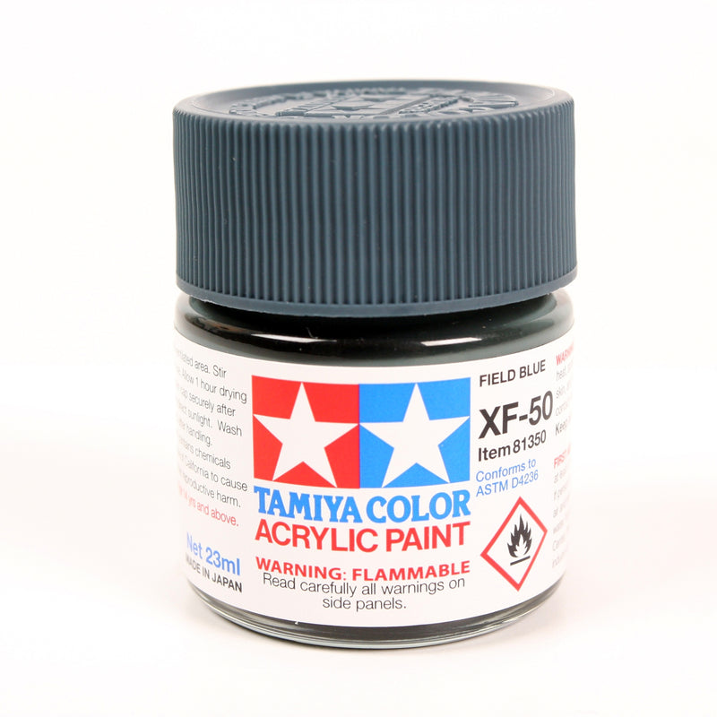 Tamiya 81350 Acrylic Model Paint XF-50 Flat Field Blue 23ml (3/4oz)