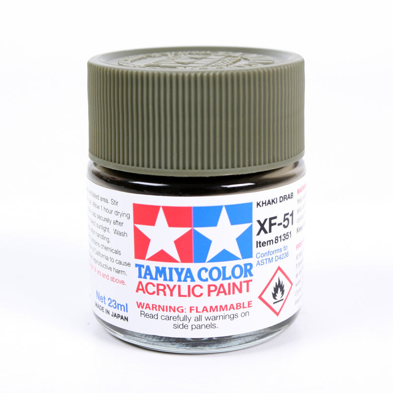 Tamiya 81351 Acrylic Model Paint XF-51 Flat Khaki Drab 23ml (3/4oz)