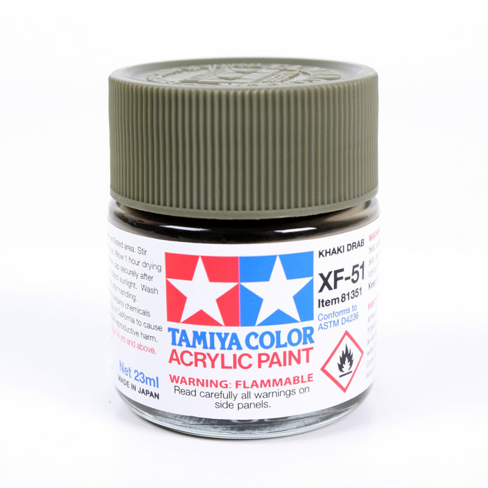 Tamiya 81351 Acrylic Model Paint XF-51 Flat Khaki Drab 23ml (3/4oz)