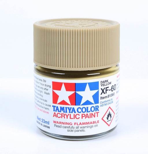 Tamiya 81360 Acrylic Model Paint XF-60 Flat Dark Yellow 23ml (3/4oz)