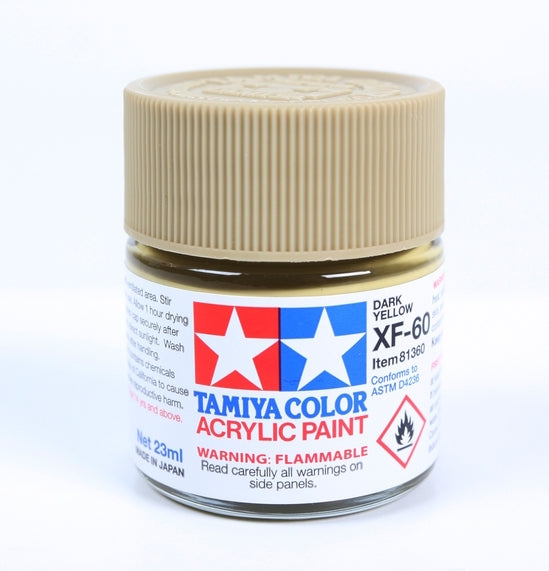 Tamiya 81360 Acrylic Model Paint XF-60 Flat Dark Yellow 23ml (3/4oz)