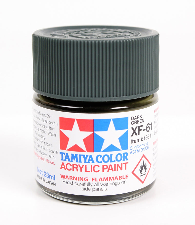 Tamiya 81361 Acrylic Model Paint XF-61 Flat Dark Green 23ml (3/4oz)