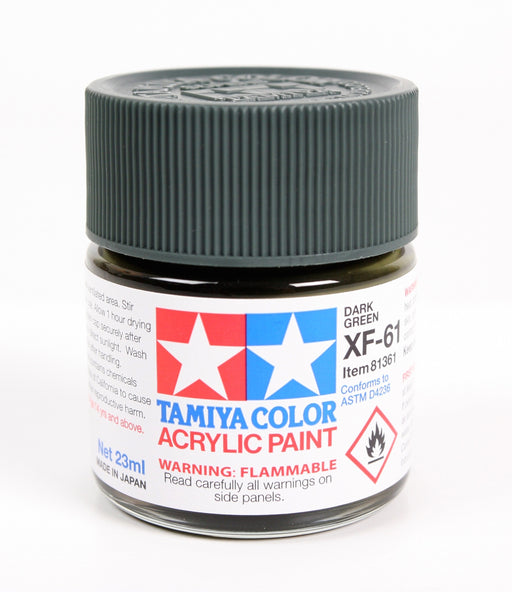 Tamiya 81361 Acrylic Model Paint XF-61 Flat Dark Green 23ml (3/4oz)
