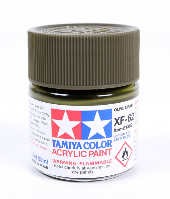 Tamiya 81362 Acrylic Model Paint XF-62 Flat Olive Drab 23ml (3/4oz)
