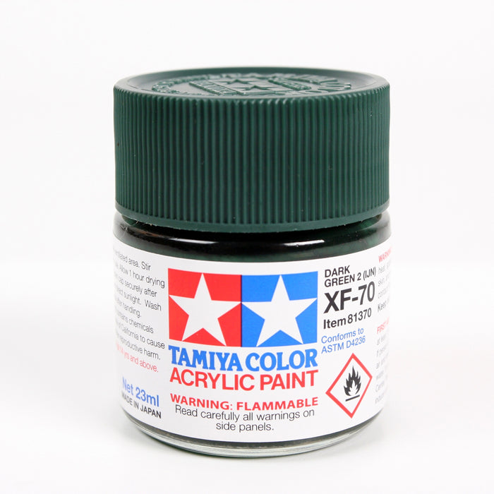 Tamiya 81370 Acrylic Model Paint XF-70 Flat Acrylic Dark Green 23ml (3/4oz)