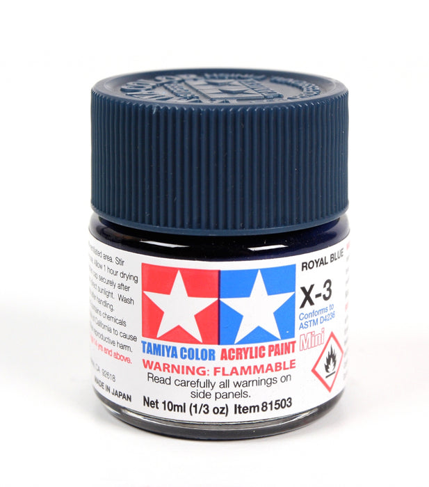 Tamiya 81503 Acrylic Mini X-3 Royal Blue Gloss Finish 10ml (1/3oz)