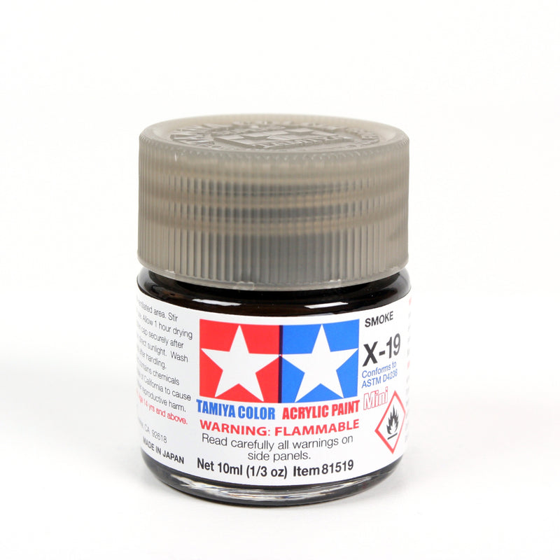 Tamiya 81519 Acrylic Mini X-19 Smoke 10ml (1/3oz)