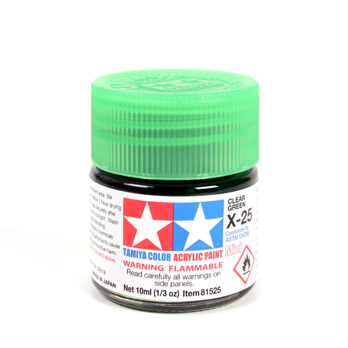 Tamiya 81525 Acrylic Mini X-25 Clear Green 10ml (1/3oz)