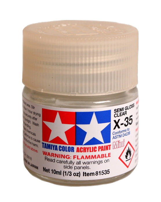 Tamiya 81535 Acrylic Mini X-35 Semi Gloss Clear Finish 10ml (1/3oz)