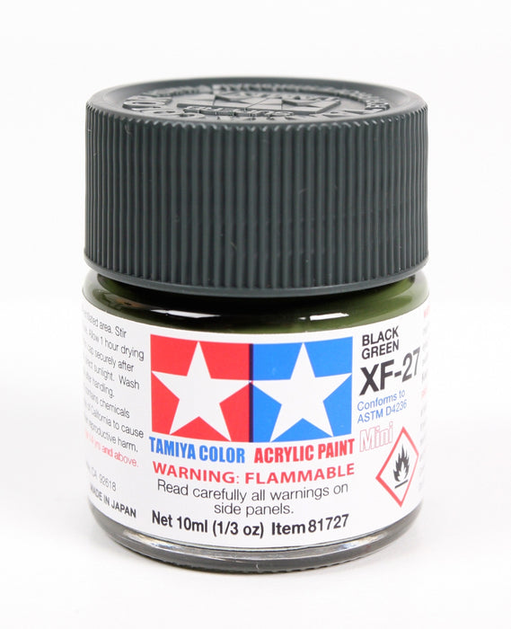 Tamiya 81727 Acrylic Mini XF-27 Black Green Matte Finish 10ml (1/3 oz)
