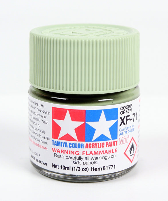 Tamiya 81771 Acrylic Model Paint XF-71 Cockpit Green IJN Matte Finish 10ml (1/3 oz)