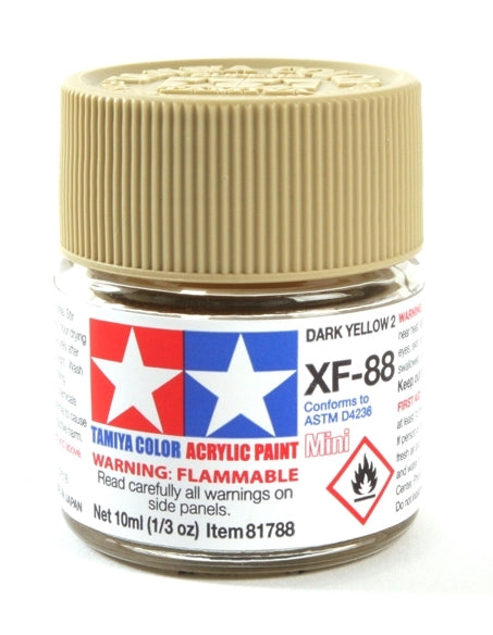 Tamiya 81788 Acrylic Mini XF-88 Dark Yellow 2 10ml (1/3oz)l
