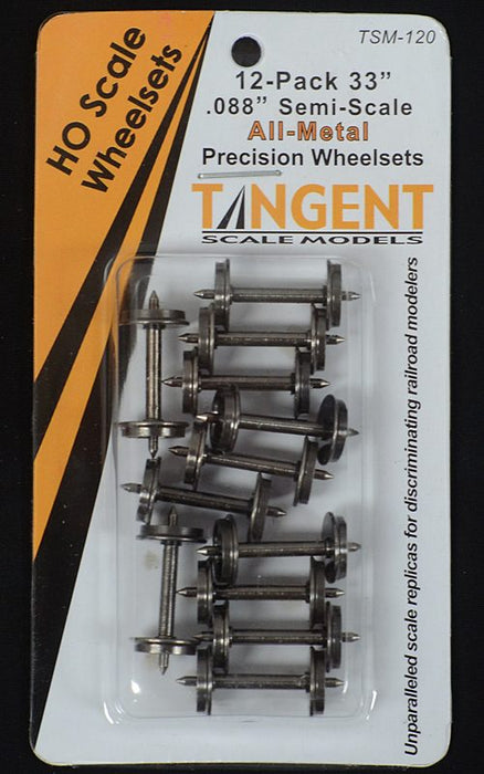 Tangent Scale Models 120 33" Semi-Scale Tread All-Metal Wheelsets 12 Pack