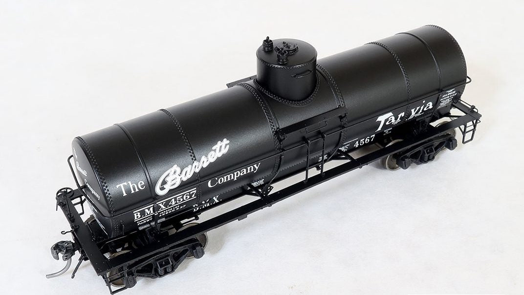 Tangent Scale Models 19067 GA 1917-design 10000 Gal Tank Car “Barrett Tarvia 1938+” BMX #s Varies