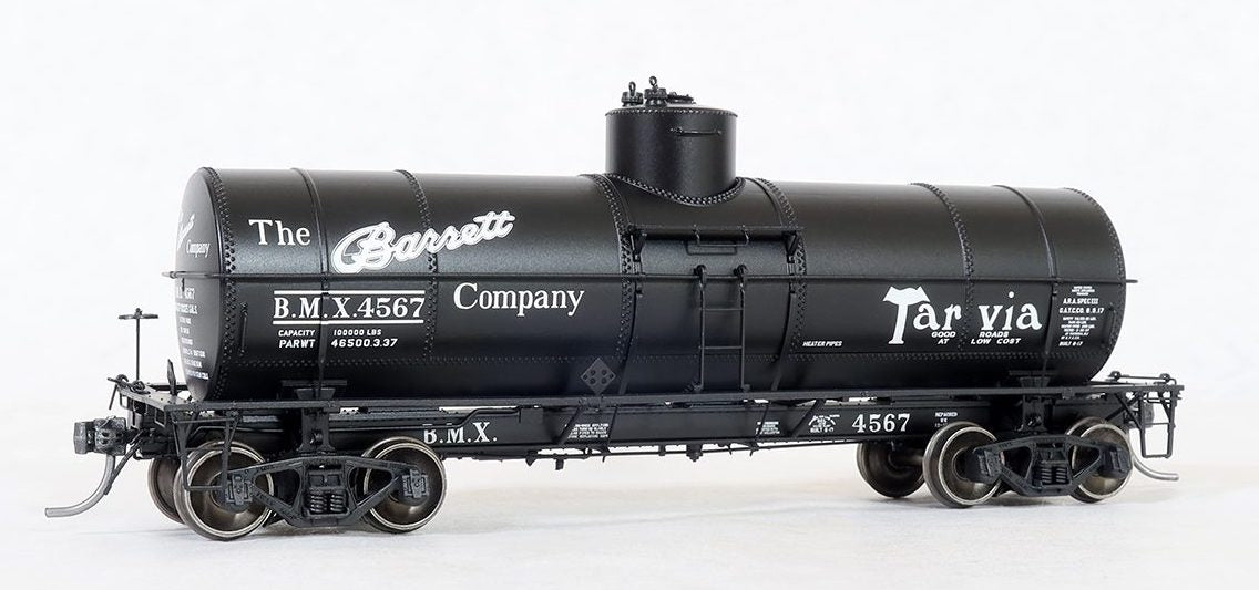 Tangent Scale Models 19067 GA 1917-design 10000 Gal Tank Car “Barrett Tarvia 1938+” BMX #s Varies